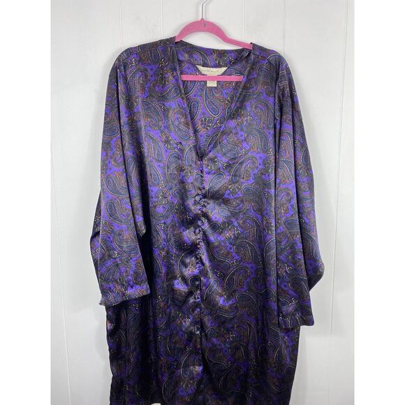 Lane Bryant Other - Vintage Lane Bryant Purple Paisley Print Long Sleeve Nightgown Button Plus 26/28